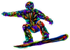 Rainbow Scribble Snowboarder Sticker