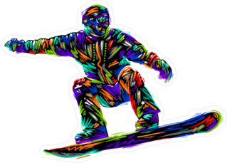 Rainbow Scribble Snowboarder Sticker