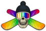 Rainbow Snowboard Skull In Hat And Goggles Sticker