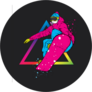 Rainbow Snowboarder Triangle Sticker