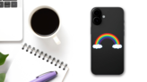 Rainbow Sticker With Clouds on a Phone (New) example