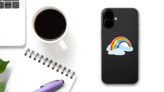 Rainbow Surrounded By Clouds Sticker on a Phone (New) example