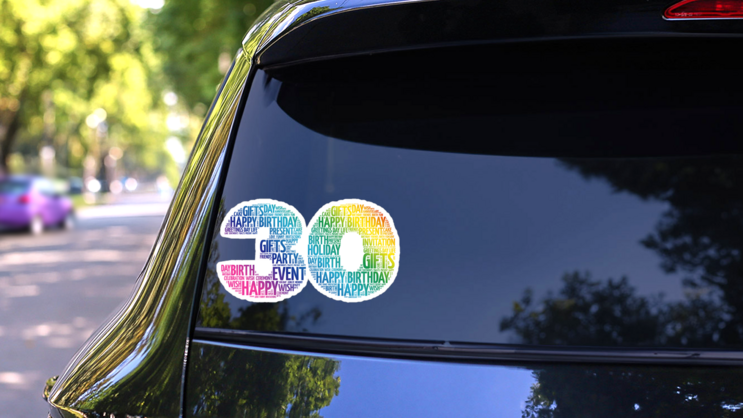 Rainbow Thirty Sticker on a Rear Car Window (New) example