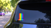 Rainbow Waterfall Sticker on a Rear Car Window (New) example