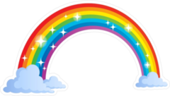 Rainbow With Clouds And Stars Sticker