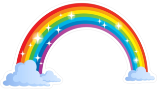 Rainbow With Clouds And Stars Sticker