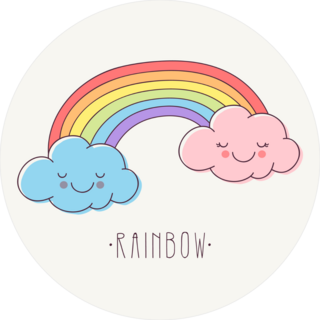 Rainbow With Cute Pink And Blue Clouds Sticker