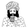 Rajasthani Man Drinking Tea From Tea Cup Illustration Sticker