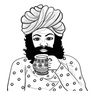 Rajasthani Man Drinking Tea From Tea Cup Illustration Sticker