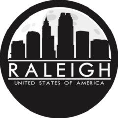 Raleigh North Carolina Full Moon Night Skyline Sticker