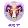 Ram Aries Illustration In Purple Sticker