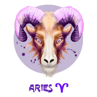 Ram Aries Illustration In Purple Sticker