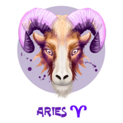Ram Aries Illustration In Purple Sticker