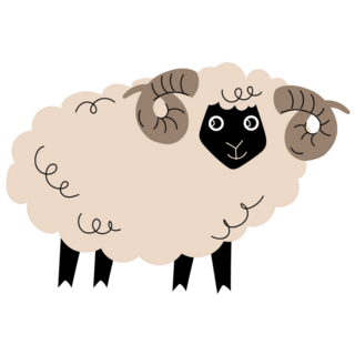 Ram With Horns Cartoon Sticker