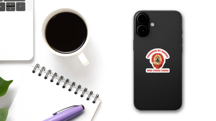 Ramen Chow Chow Sticker on a Phone (New) example