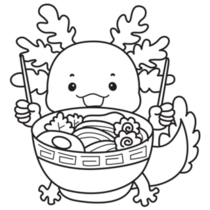 Ramen Outline Axolotl Sticker