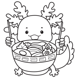 Ramen Outline Axolotl Sticker