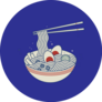 Ramen Soup Bowl With Noodles Japanese Food On Blue Sticker
