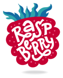 Raspberry Lettering- Hand-drawn Vector Flat Cartoon
