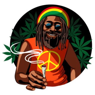 Rastaman Smokes Marijuana Jamaica Sticker