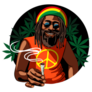 Rastaman Smokes Marijuana Jamaica Sticker