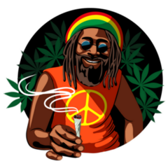 Rastaman Smokes Marijuana Jamaica Sticker