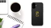 Rastaman Vibration Skull Sticker on a Phone (New) example