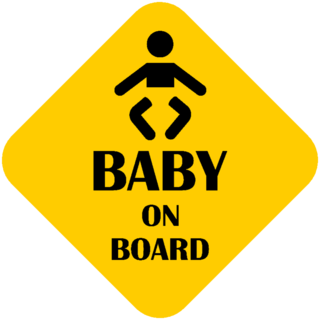 Raster Illustration Baby On A Board Sticker