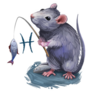 Rat Fishing Pisces Illustration Sticker