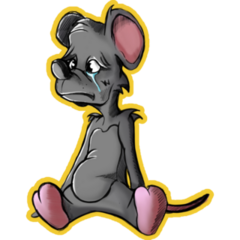 Rat Sad On Yellow Background Sticker