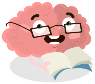 Reading Brain With Glasses Sticker