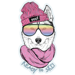 Ready To Ski Husky Sticker
