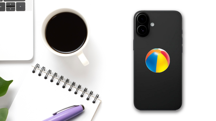 Realistic Beach Ball Sticker on a Phone (New) example