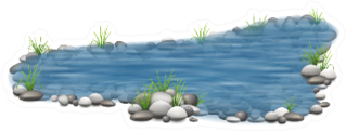 Realistic Garden Pond Landscaping Sticker