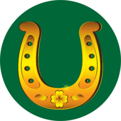 Realistic Gold Horseshoe With Four-leaf Clover Sticker