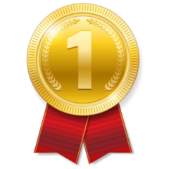 Realistic Gold Medal With Red Ribbons Sticker