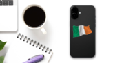 Realistic Ireland Flag Sticker on a Phone (New) example