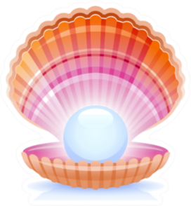 Realistic Pearl In Shell Cartoon Sticker