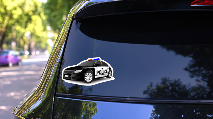 Realistic Police Cruiser Sticker on a Rear Car Window (New) example