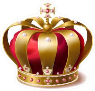 Realistic Red Velvet and Gold Crown Sticker