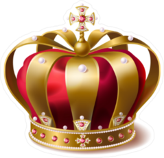 Realistic Red Velvet and Gold Crown Sticker