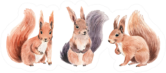 Realistic Squirrels In Watercolor Style Sticker