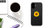 Realistic Sunflower Petals Sticker on a Phone (New) example