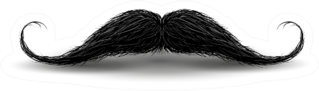 Realistic Vintage Black Curly Mustache Sticker