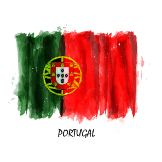 Realistic Watercolor Painting Flag Of Portugal Sticker
