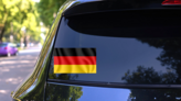 Realistic Waving Flag Of Germany Sticker on a Rear Car Window (New) example