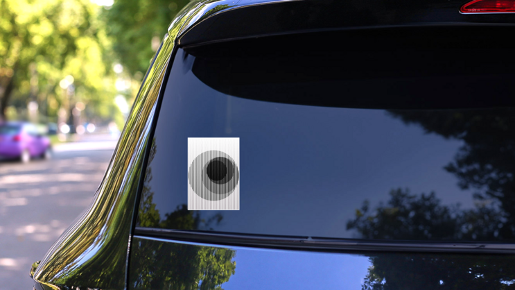 Rectangle Logo With Lines, Circles, Ovals Shape Sticker on a Rear Car Window (New) example