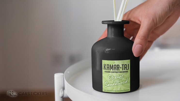 Rectangle Sticker on an Incense Bottle