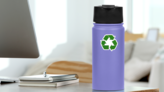 Recycle Logo From Fabric Textile Sticker on a Water Bottle (New) example