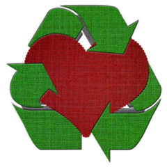 Recycle Logo Heart Fabric Textile Sticker